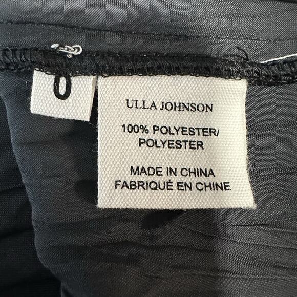 NWT Ulla Johnson Womens Mara Top Noir Black Size 0 Japanese Satin Plisse Pleat - Picture 9 of 11